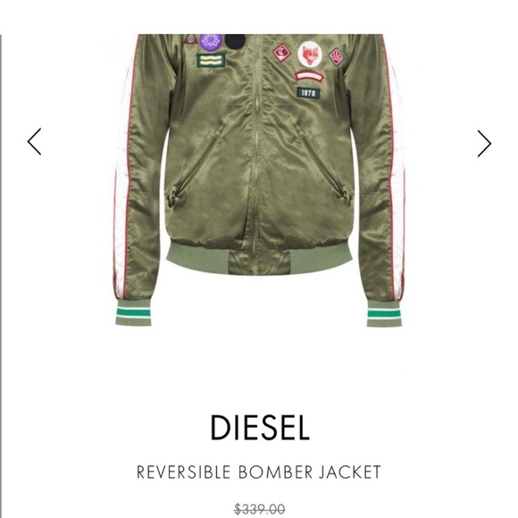 Diesel reversible bomber jacket Sz Small green and blue orig $348 - Picture 2 of 11